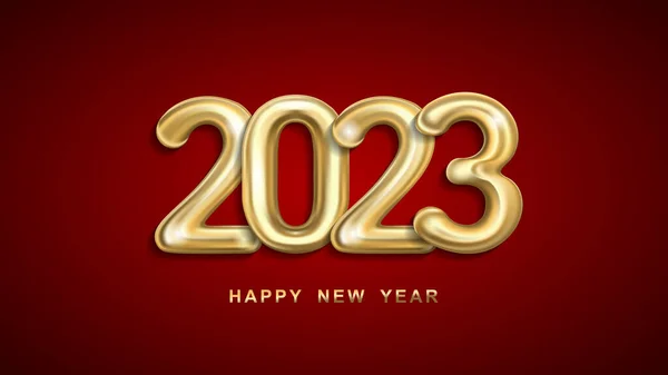 Festive greetings Happy New Year 2023 made in the form of golden numbers — Image vectorielle