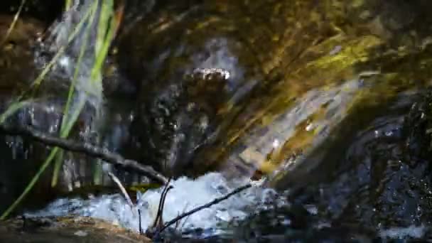 Vatten rena berg kör, närbild. — Stockvideo