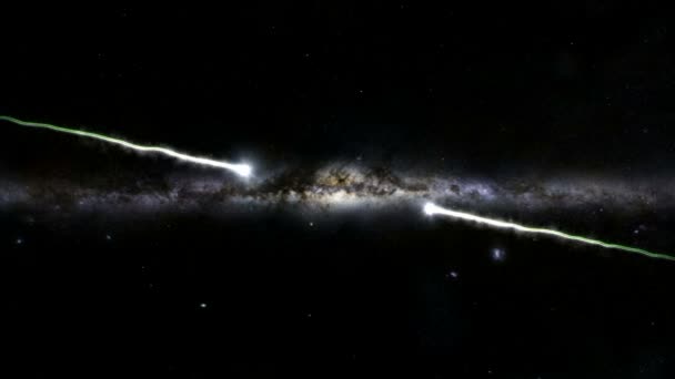 Kollision av två kometer eller meteoriter i yttre rymden. — Stockvideo