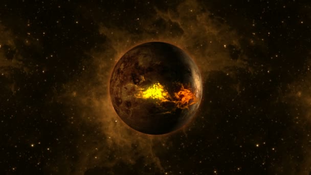 Planète avec des volcans en éruption .