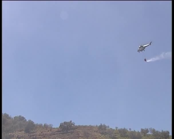 Helicóptero apagou incêndios florestais . — Vídeo de Stock