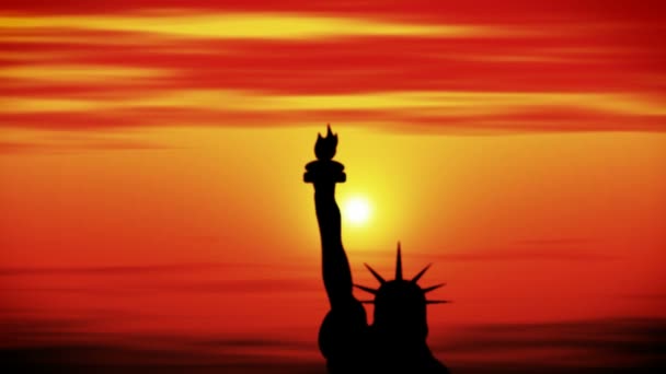 Анимация горизонта Нью-Йорка на закате, как временной промежуток . — стоковое видео