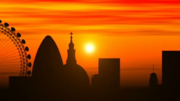 Skyline van Londen, timelapse zonsondergang — Stockvideo