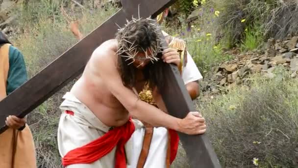 Cristo carregando a estrada cruzada para o Calvário — Vídeo de Stock