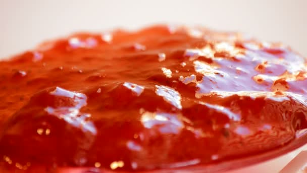 Strawberry jam marmalade, close up. — Stock Video