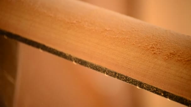 Luthier sanding the mast of a guitar — Stock Video