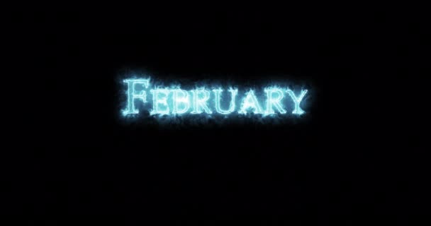 Febrero Escrito Con Fuego Azul Bucle — Vídeos de Stock