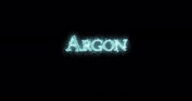 Argon, kimyasal element, ateşle yazılmış. Döngü