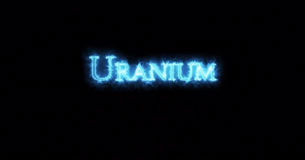 Uranio Elemento Chimico Scritto Con Fuoco Ciclo — Video Stock