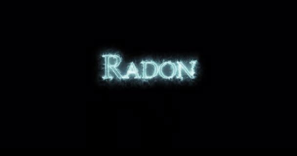 Radon Elemento Chimico Scritto Col Fuoco Ciclo — Video Stock