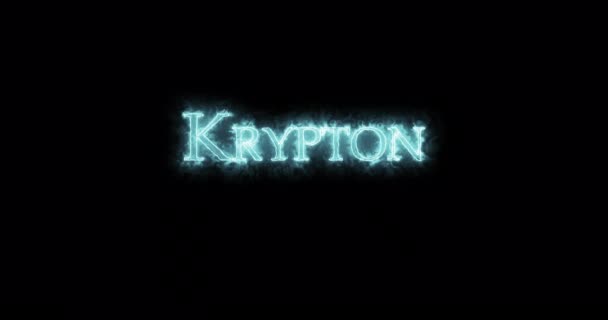 Krypton Chemický Prvek Psaný Ohněm Smyčka — Stock video