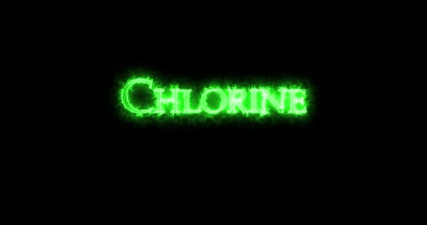 Chlorine, chemical element, written with fire. Loop