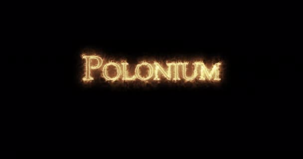Polonium Chemical Element Written Fire Loop — Stock Video