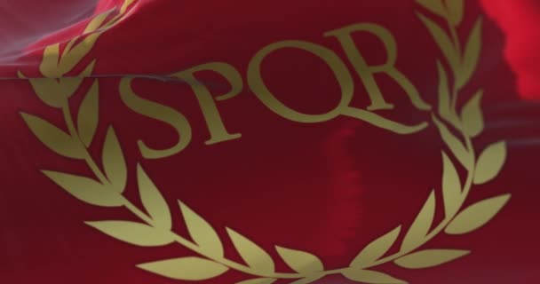红旗飘扬中的Spqr — 图库视频影像