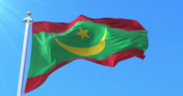 Bandera Mauritania Ondeando Viento Bucle — Vídeos de Stock