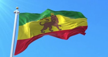 Rastafari bayrağı, Etiyopya bayrağı ve Yehuda aslanı. Döngü