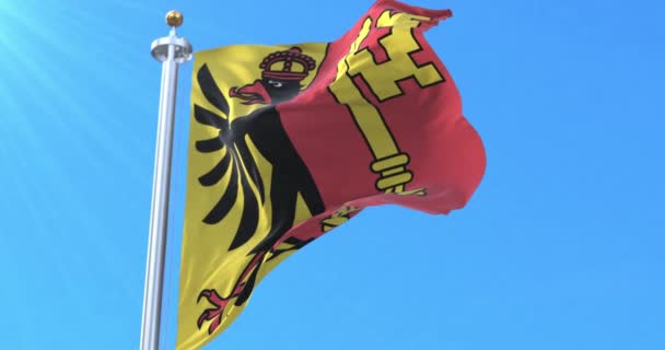 Женевський Прапор Швейцарія Петля — стокове відео