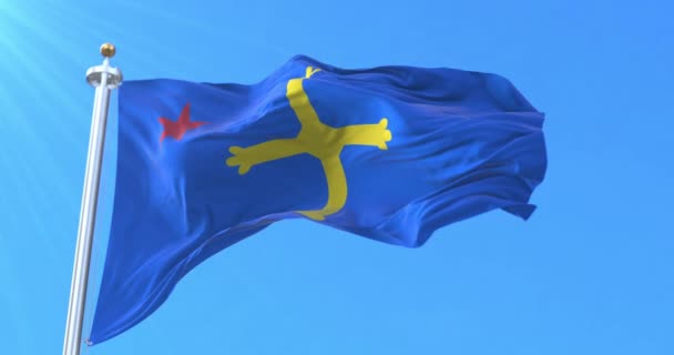 Nationalistische Vlag Van Asturië Spanje Lijn — Stockvideo