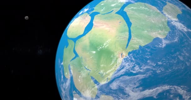 Oud Supercontinent Rodinia Aarde Planeet Met Maan Achtergrond — Stockvideo