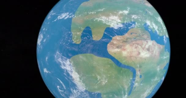 与Laurasia和Gondwana大陆的地球行星来自与月球的太空 — 图库视频影像