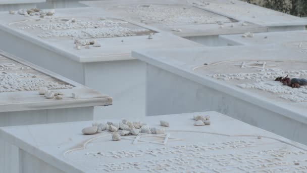 Sepulturas Judaicas Com David Estrelas Cemitério Judaico — Vídeo de Stock