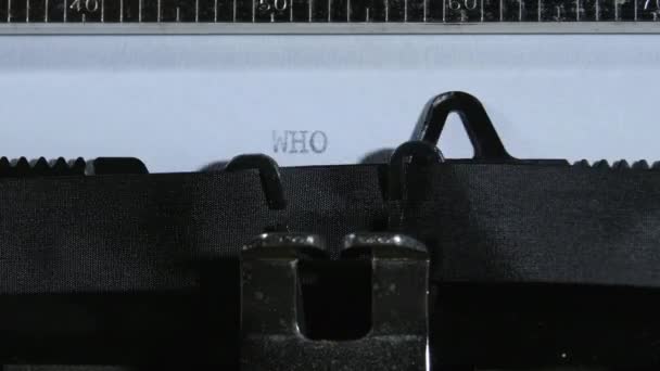 Typing Who You Old Manual Typewriter — Stock Video