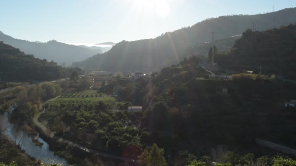 Guadalfeo Rivier Velez Benaudalla Landt Bij Zonsondergang Granada Spanje — Stockvideo
