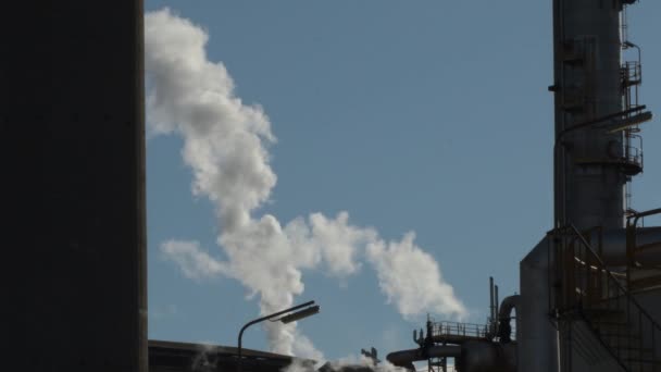 Rookkolom Een Industriële Fabriek — Stockvideo