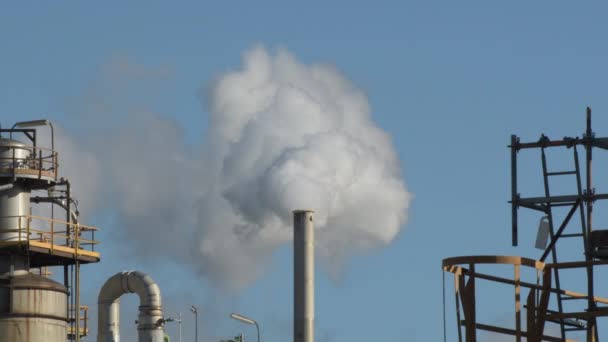 Füstöt Szennyeződést Kiszorító Ipari Üzem Kéménye — Stock videók