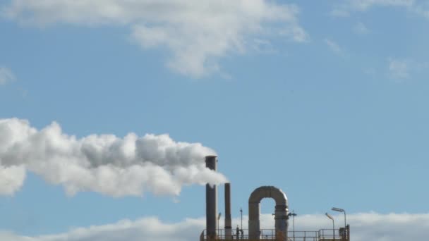 Schoorstenen Industriële Fabrieken Die Rook Verontreiniging Verwijderen — Stockvideo