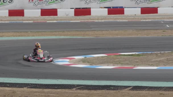 Karting Competición Carreras Circuito — Vídeos de Stock