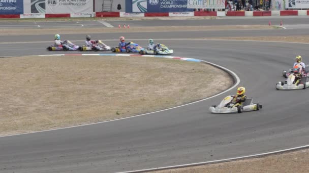 Karts Carros Correndo Uma Competição Corrida Kart Karting — Vídeo de Stock