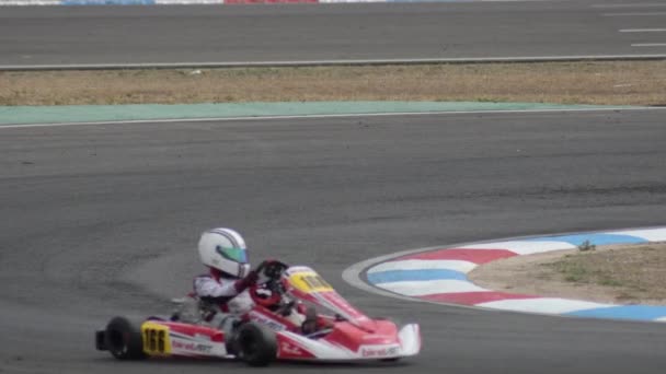 Karts Corriendo Circuito Una Competición Karting — Vídeos de Stock