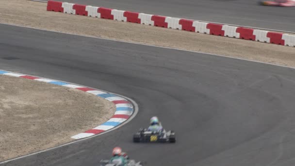Karts Entering Curve Karting Kart Racing Competition — Stock Video