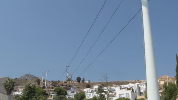 Cable Car Line Partir Montanhas Dia Ensolarado Benalmadena Málaga Espanha — Vídeo de Stock