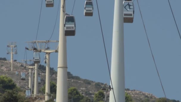 Linha Teleférico Montanhas Dia Ensolarado Benalmadena Espanha — Vídeo de Stock