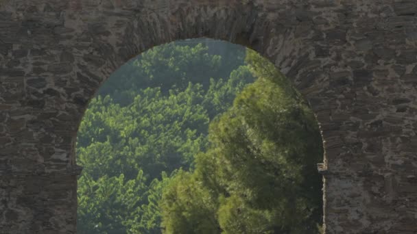 Arc Dans Ancien Aqueduc Romain Coucher Soleil Almuecar Espagne — Video