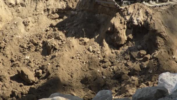 川底の掘削機採掘場と浚渫 — ストック動画