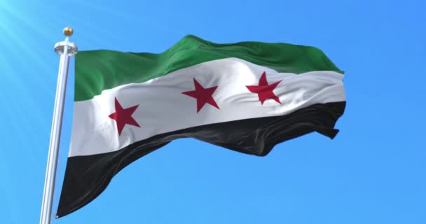 Andra Syriska Republikens Flagga Syrien Ögla — Stockvideo