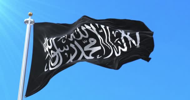 Jihadistische Vlag Gebruikt Door Verschillende Islamitische Organisaties Lijn — Stockvideo