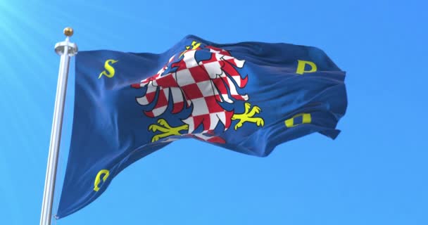 Olomouc City Flag Tsjechië Lijn — Stockvideo