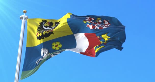 Flagge Der Region Mährisch Schlesien Tschechische Republik Schleife — Stockvideo