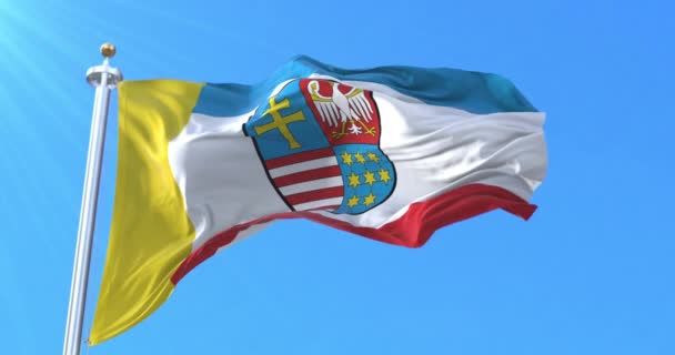Bandera Swietokrzyskie Voivodeship Bandera Polonia Bucle — Vídeo de stock