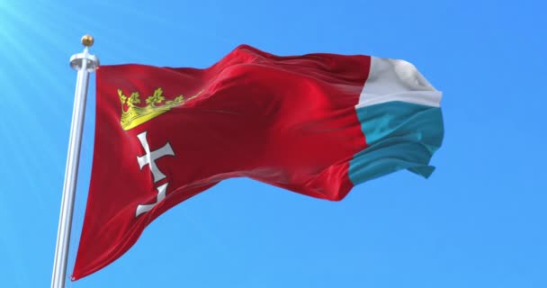 Σημαία Του Γκντανσκ Σίτι Πολωνία Βρόχος — Αρχείο Βίντεο