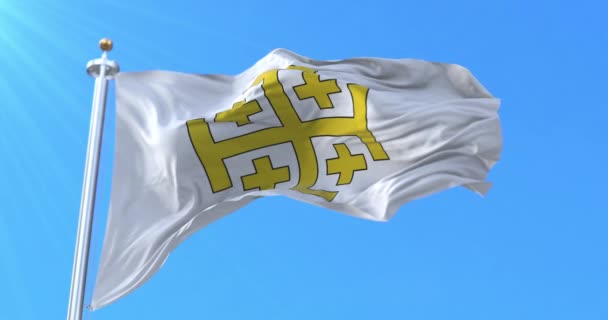 Flagge Des Königreichs Jerusalem Schleife — Stockvideo