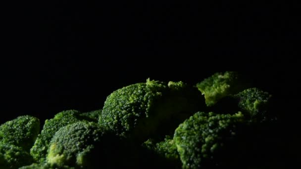 Siyah Arkaplanı Olan Taze Brokoli — Stok video