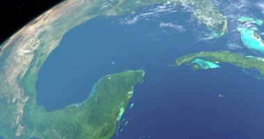 Dünya Gezegeni 'ndeki Yucatan Yarımadası. Hava Görünümü