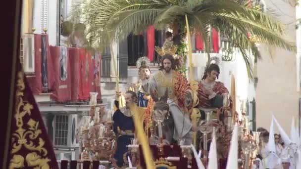 Broederschap Van Pollinica Processie Heilige Week Palmzondag Velez Malaga Andalusië — Stockvideo