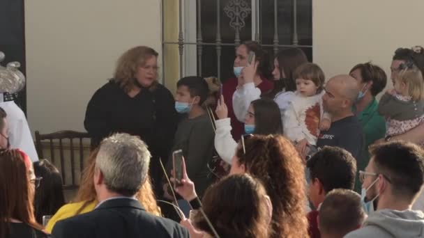 Capul Tronului Purtători Procesiune Săptămâna Sfântă Duminica Florilor Velez Malaga — Videoclip de stoc