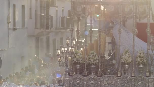 圣母玛利亚在神圣的一周西班牙 Virgen Del Rocio 棕榈星期日 Velez Malaga Andalusia 西班牙 — 图库视频影像